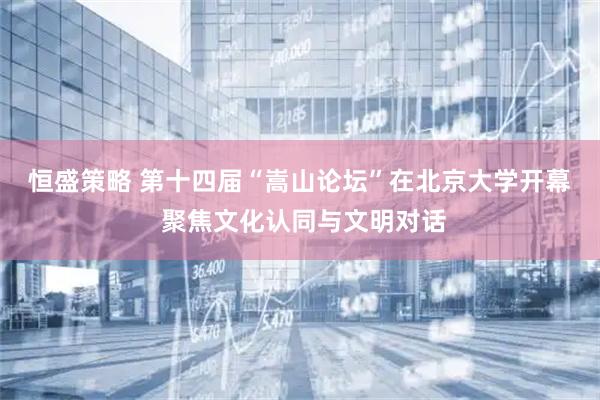 恒盛策略 第十四届“嵩山论坛”在北京大学开幕  聚焦文化认同与文明对话