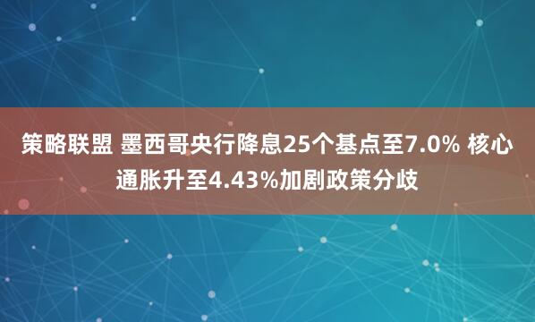 策略联盟 墨西哥央行降息25个基点至7.0% 核心通胀升至4.43%加剧政策分歧